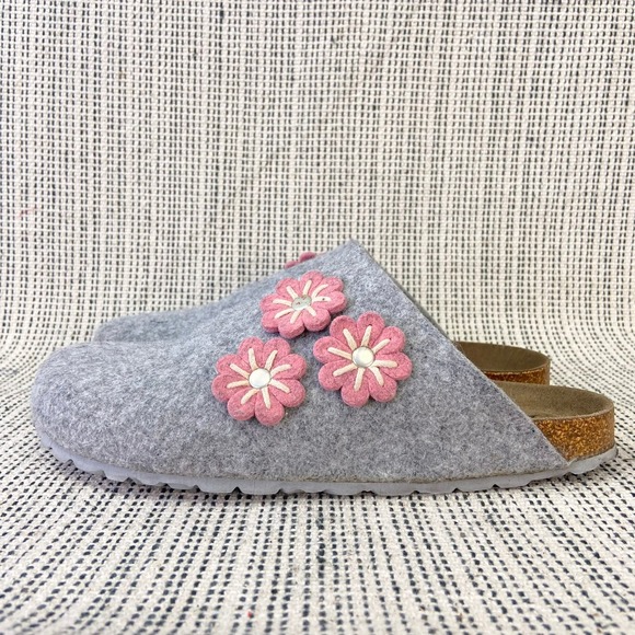 Autenti Clogs Sz 40 Gray Felt Slippers Floral Cottagecore Cozy Scandi Lagenlook - Picture 1 of 8